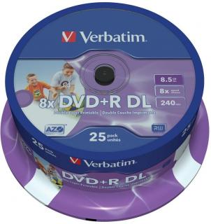 DVD+R Double Layer Inkjet Printable 8x 8.5GB - 25 Pack Spindle Optical Media 