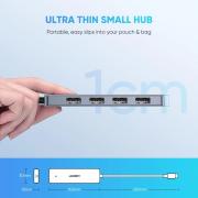 UG-70336 USB-C to 4 Port USB 3.0 Hub - Dark Grey