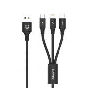 1.2m 3in1 USB-A to Micro USB/Type-C/Lightning Multi Charging Cable - Black